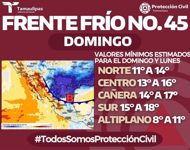 17 abr E 1 Alerta Protección Civil por ingreso de frente frío este fin de semana